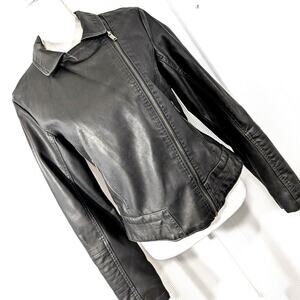 UNIVERSAL THREAD CO.! LIGHT BLACK VEGAN LEATHER MOTO/BUKER INSPIRED JACKET! SZ M
